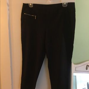 Black slit ankle crop pants
